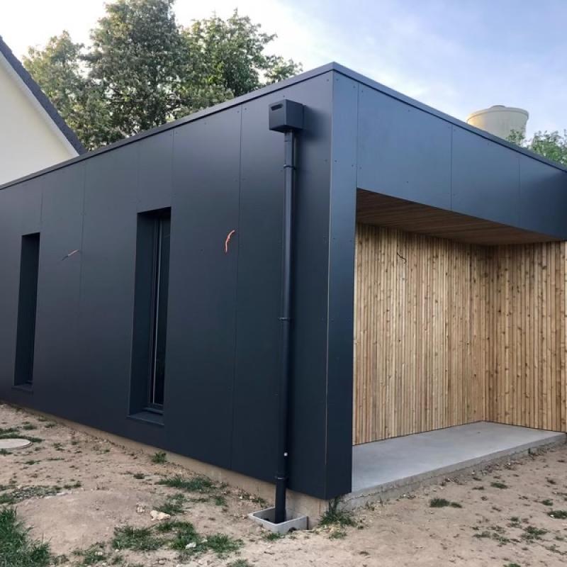 Extension de maison + garage en ossature bois 