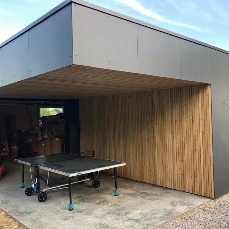 Extension de maison + garage en ossature bois 